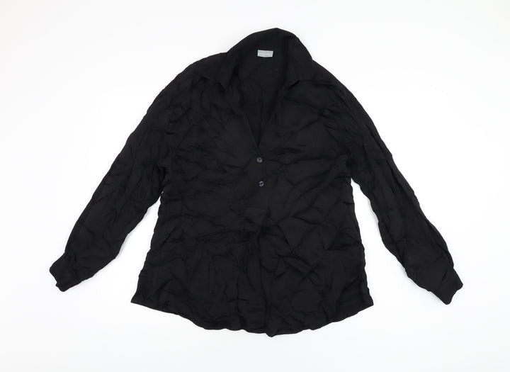 Oliver Bonas Womens Black Viscose Basic Blouse Size 6 Collared