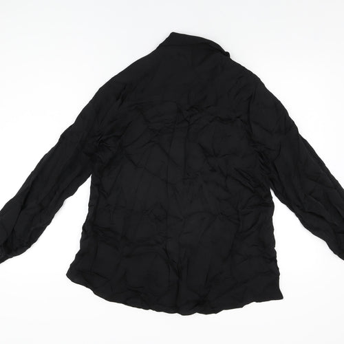 Oliver Bonas Womens Black Viscose Basic Blouse Size 6 Collared
