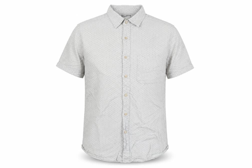 Uniqlo Mens Grey Geometric Cotton Button-Up Size S Collared Button