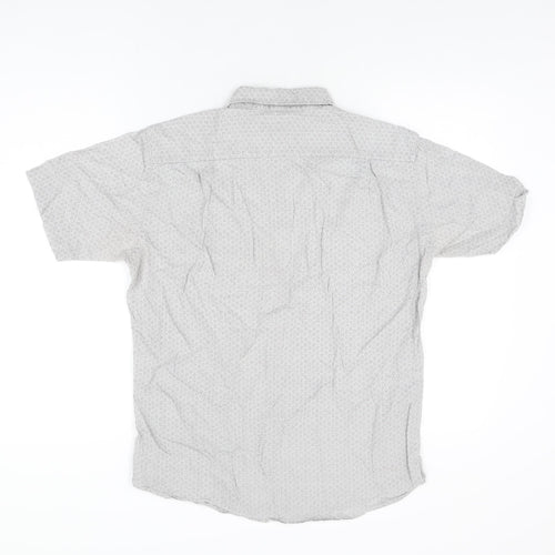 Uniqlo Mens Grey Geometric Cotton Button-Up Size S Collared Button
