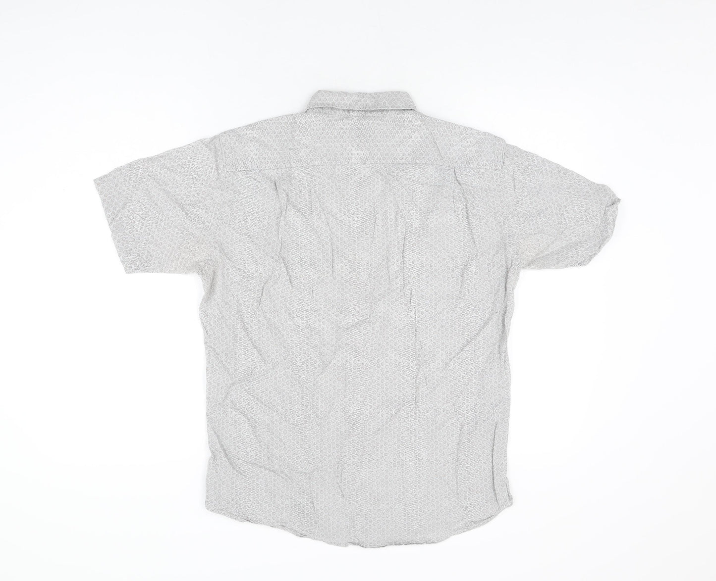 Uniqlo Mens Grey Geometric Cotton Button-Up Size S Collared Button