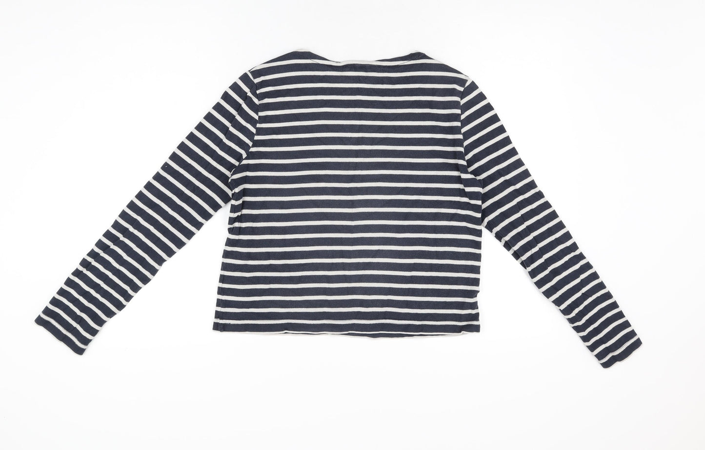 Petit Bateau Womens Blue Striped Polyester Basic T-Shirt Size M Round Neck