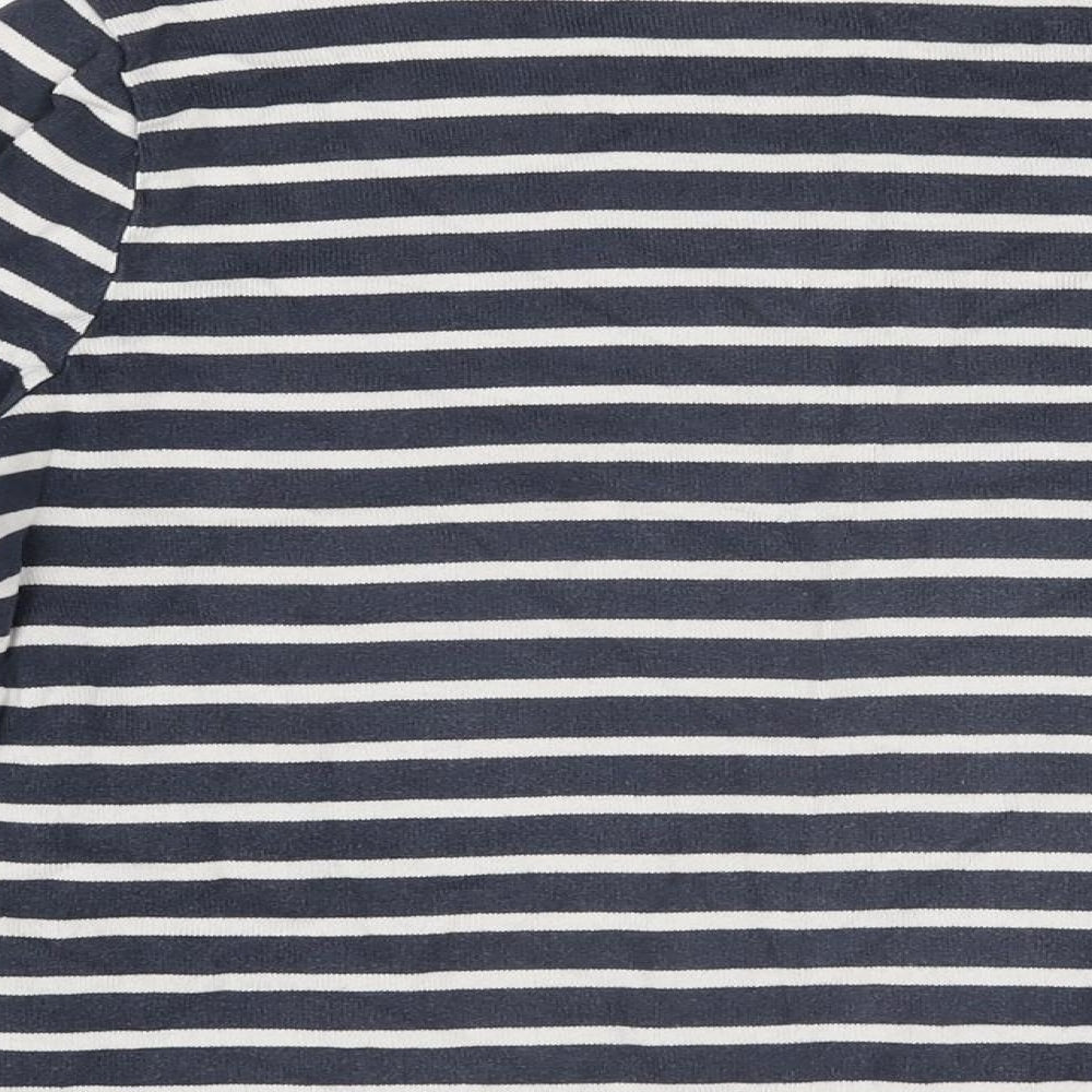 Petit Bateau Womens Blue Striped Polyester Basic T-Shirt Size M Round Neck