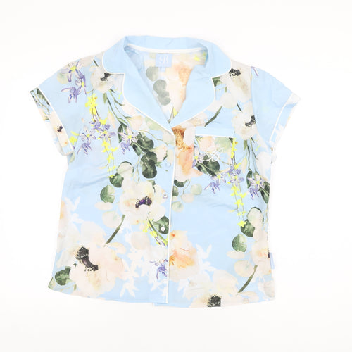 Ted Baker Womens Blue Floral Polyester Top Pyjama Top Size 12 Button