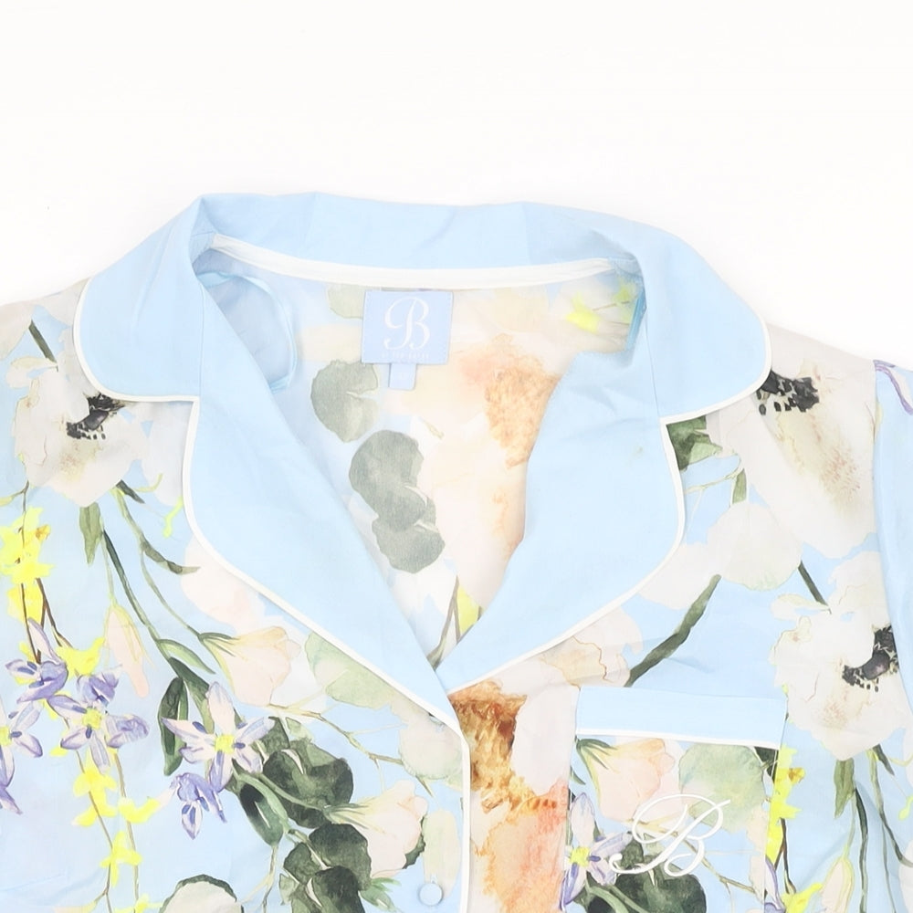 Ted Baker Womens Blue Floral Polyester Top Pyjama Top Size 12 Button