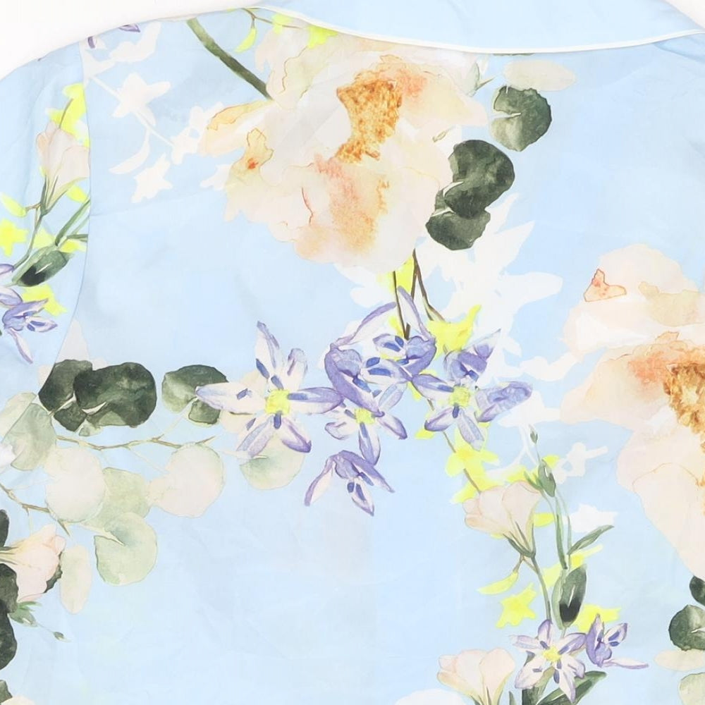 Ted Baker Womens Blue Floral Polyester Top Pyjama Top Size 12 Button