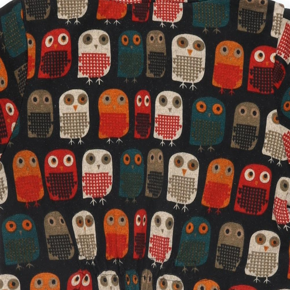 Indulgence Womens Black Geometric Wool Shift Size XL High Neck Pullover - Owl Print