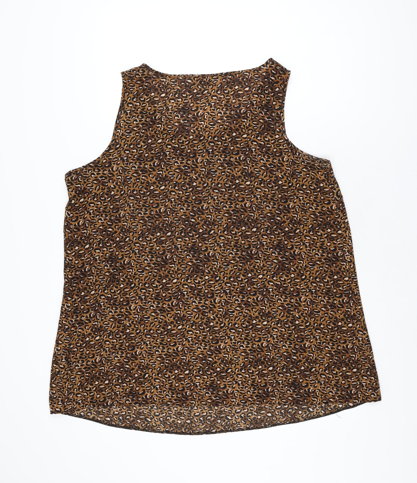 Evans Womens Brown Animal Print Polyester Basic T-Shirt Size 22 Scoop Neck