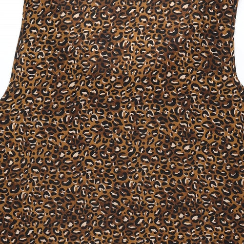 Evans Womens Brown Animal Print Polyester Basic T-Shirt Size 22 Scoop Neck