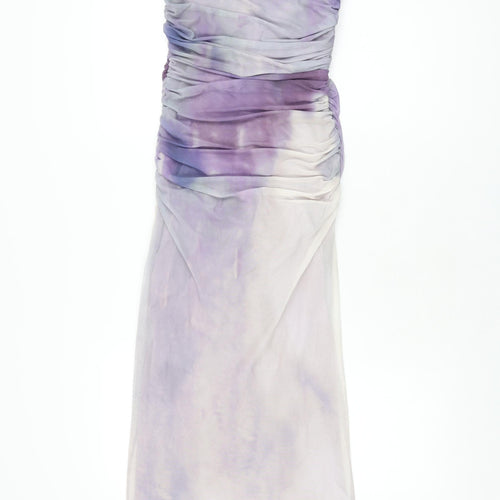 Zara Womens Purple Geometric Polyester Bodycon Size XS One Shoulder Zip