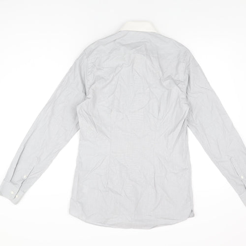 NEXT Mens Grey Cotton Dress Shirt Size S Collared Button