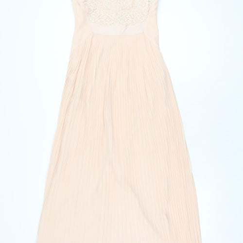 Ted Baker Womens Pink Floral Polyester Maxi Size 6 Scoop Neck Zip