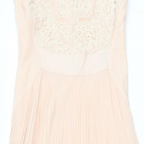 Ted Baker Womens Pink Floral Polyester Maxi Size 6 Scoop Neck Zip