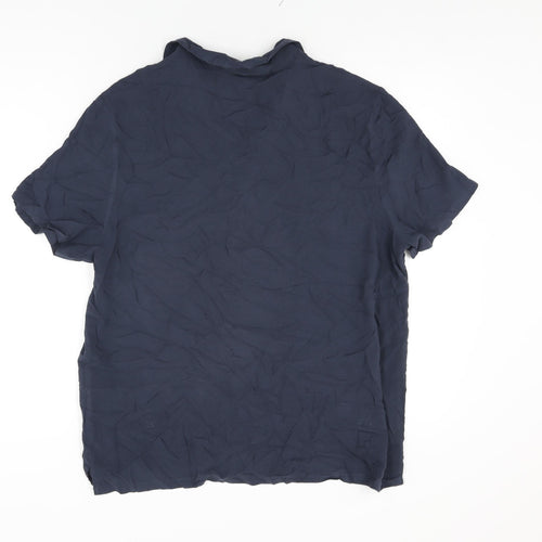 ASOS Mens Blue Viscose Button-Up Size M Collared Button