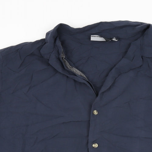 ASOS Mens Blue Viscose Button-Up Size M Collared Button