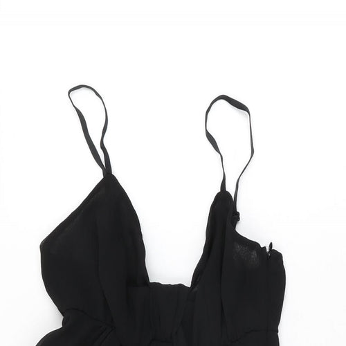 Love Womens Black Polyester Mini Size S V-Neck Zip - Size S/M