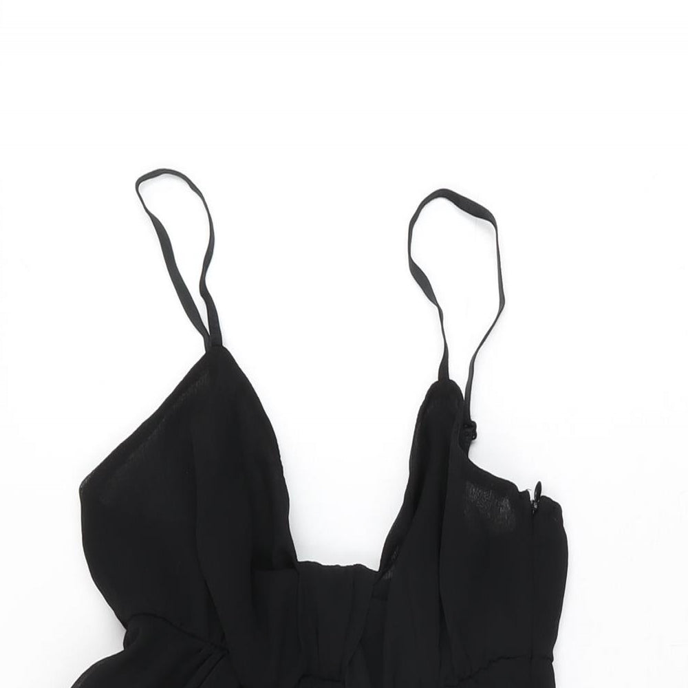 Love Womens Black Polyester Mini Size S V-Neck Zip - Size S/M