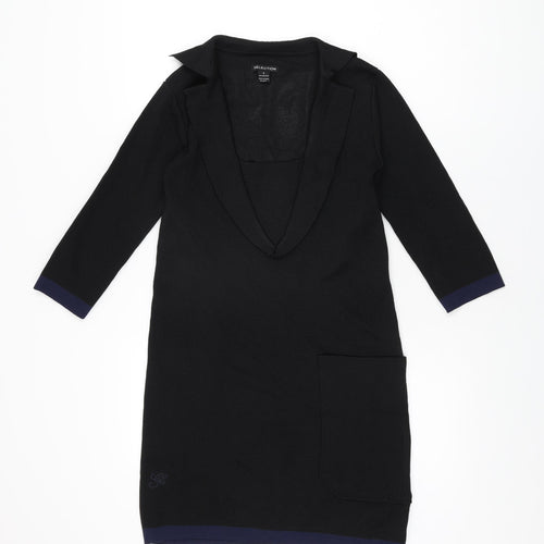 Selection Womens Black Polyester Bodycon Size S Collared Pullover