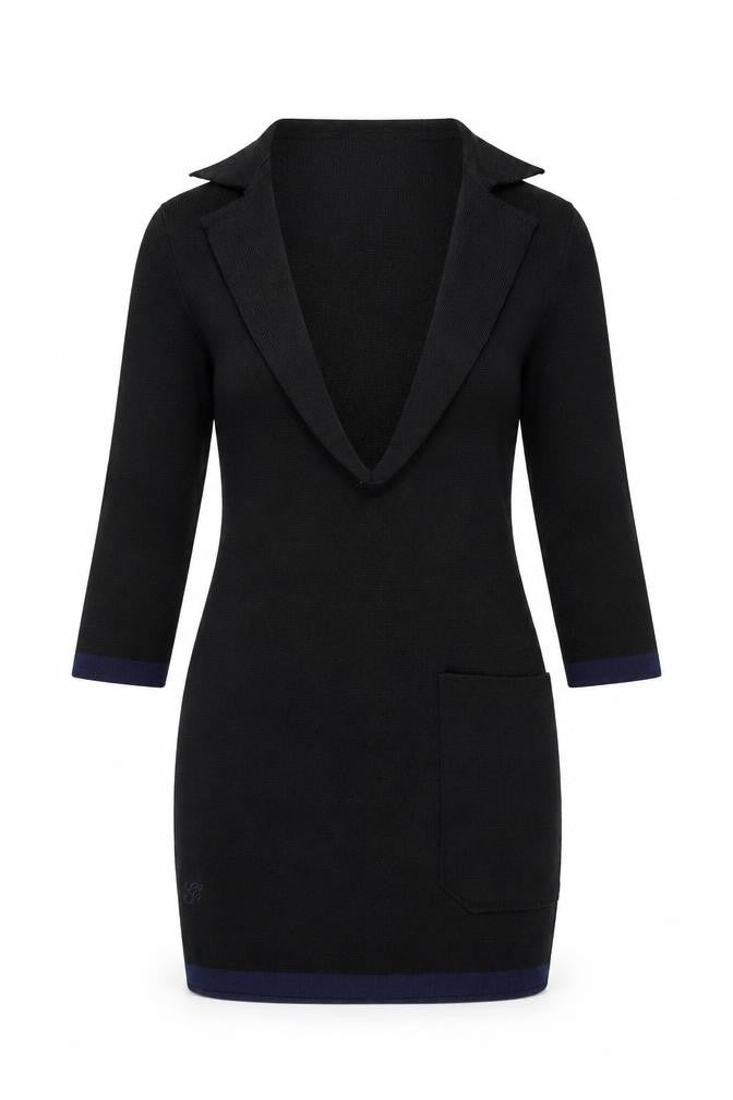 Selection Womens Black Polyester Bodycon Size S Collared Pullover