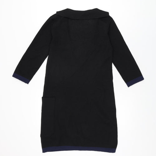 Selection Womens Black Polyester Bodycon Size S Collared Pullover