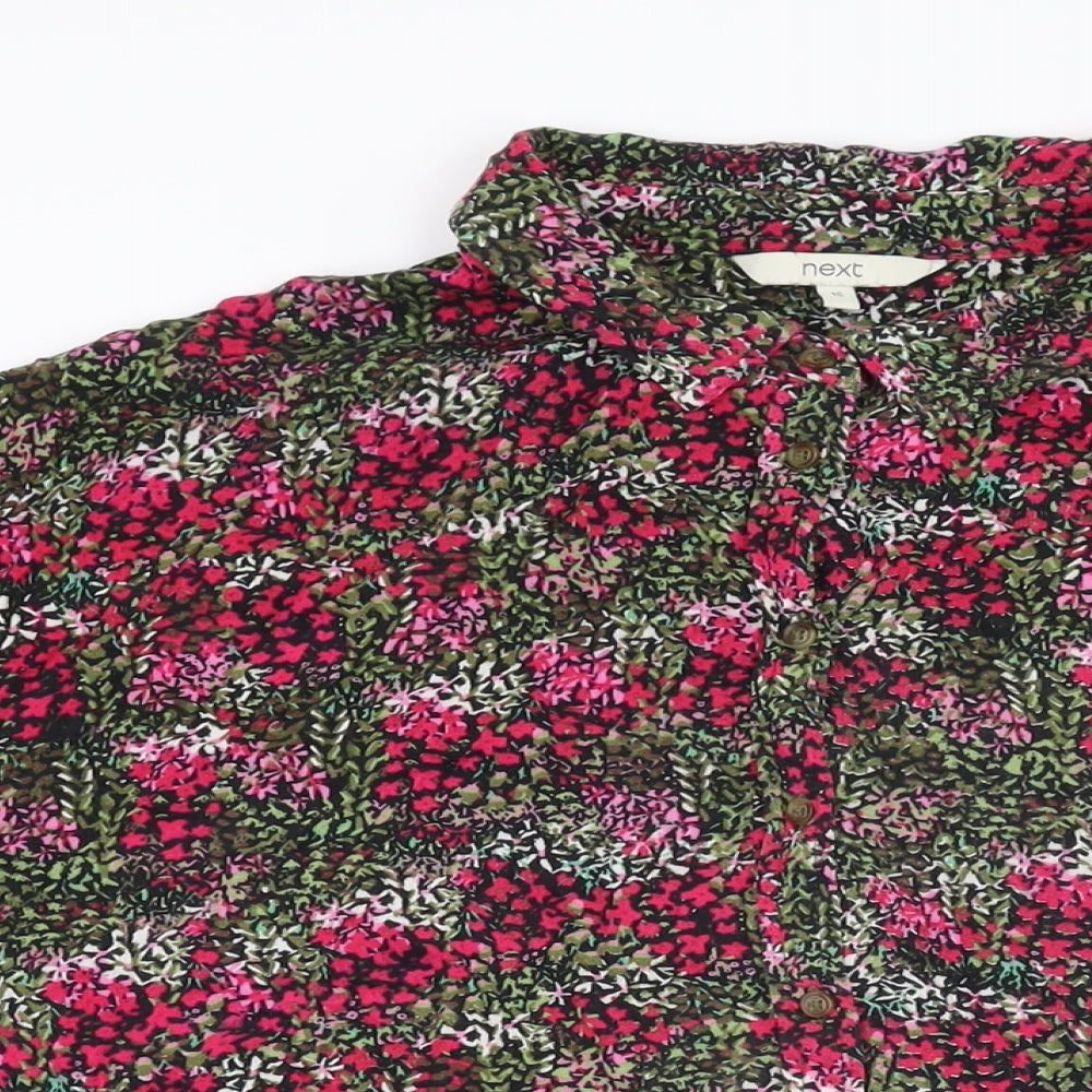 NEXT Womens Multicoloured Floral Polyester Basic Button-Up Size 16 Collared