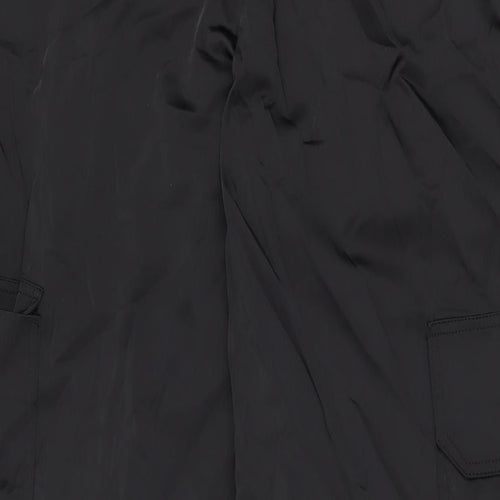 Zara Womens Black Polyester Cargo Trousers Size S L32 in Regular Zip