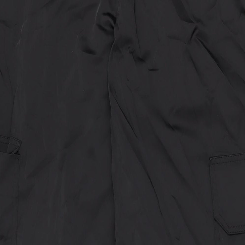 Zara Womens Black Polyester Cargo Trousers Size S L32 in Regular Zip