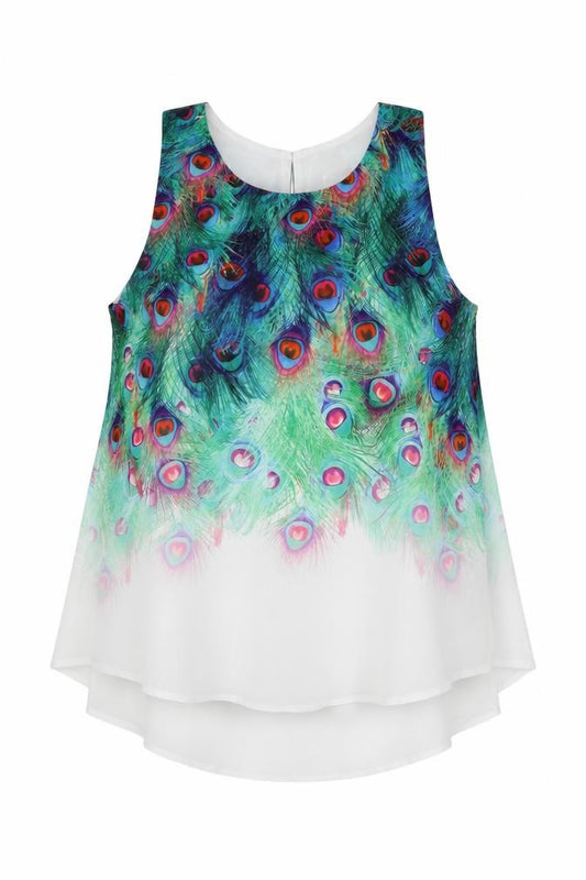 Front view of Apricot women’s multicoloured geometric polyester basic blouse, size UK 10, round neck