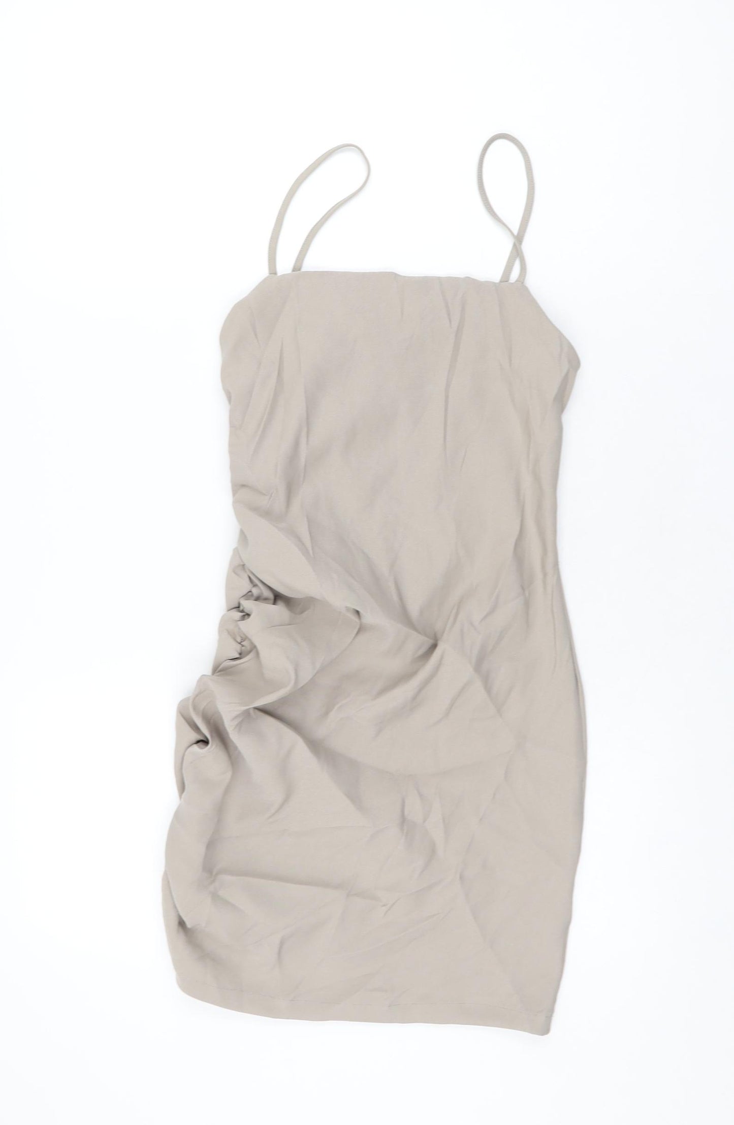 Zara Womens Beige Polyester Mini Size S Square Neck Pullover