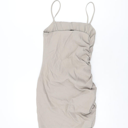 Zara Womens Beige Polyester Mini Size S Square Neck Pullover