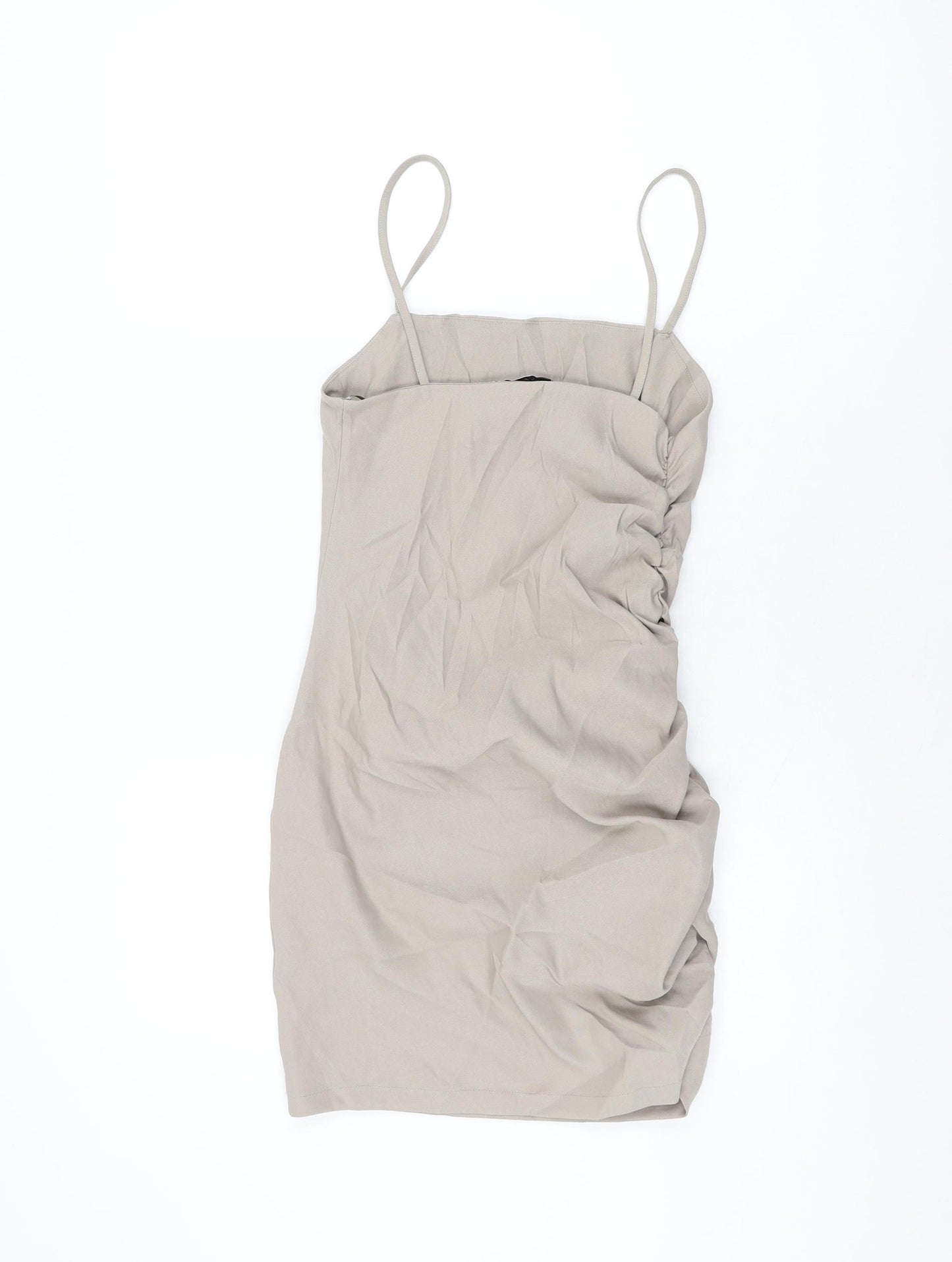 Zara Womens Beige Polyester Mini Size S Square Neck Pullover