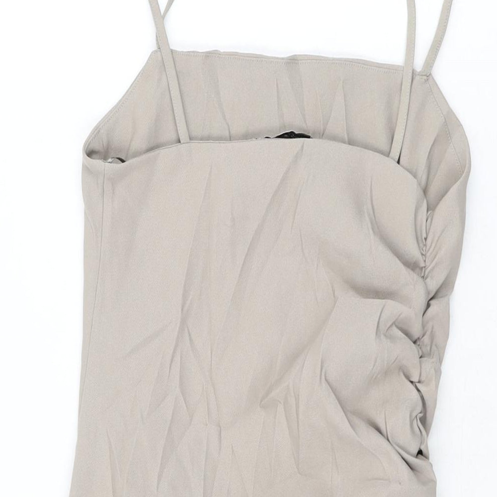 Zara Womens Beige Polyester Mini Size S Square Neck Pullover