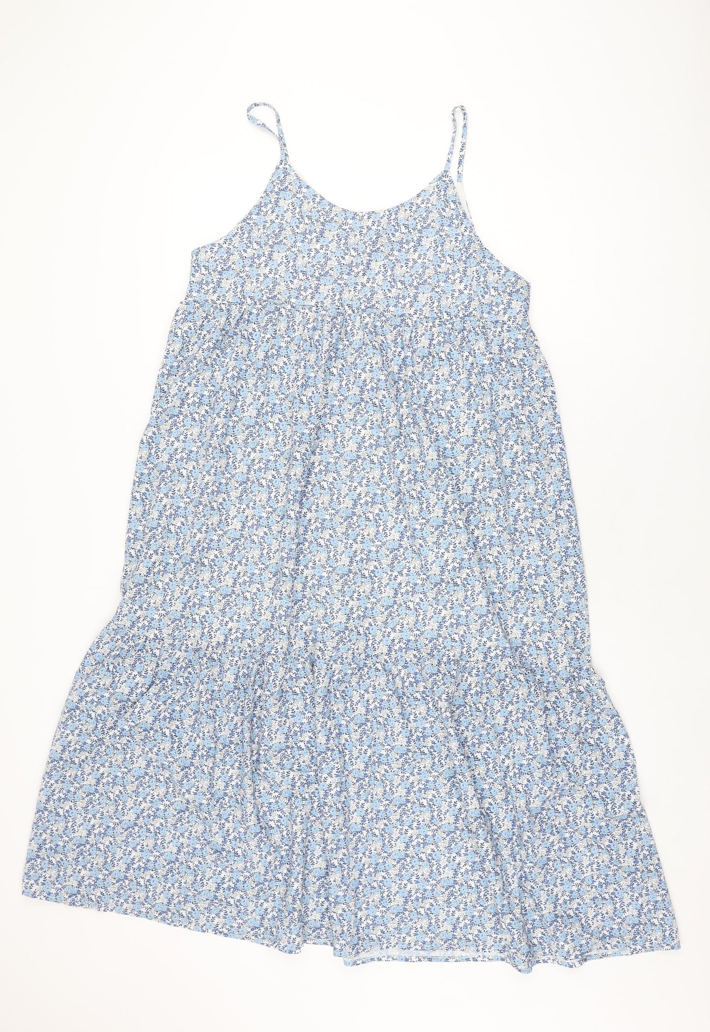 Dazy Womens Blue Floral Polyester A-Line Size M Scoop Neck Pullover