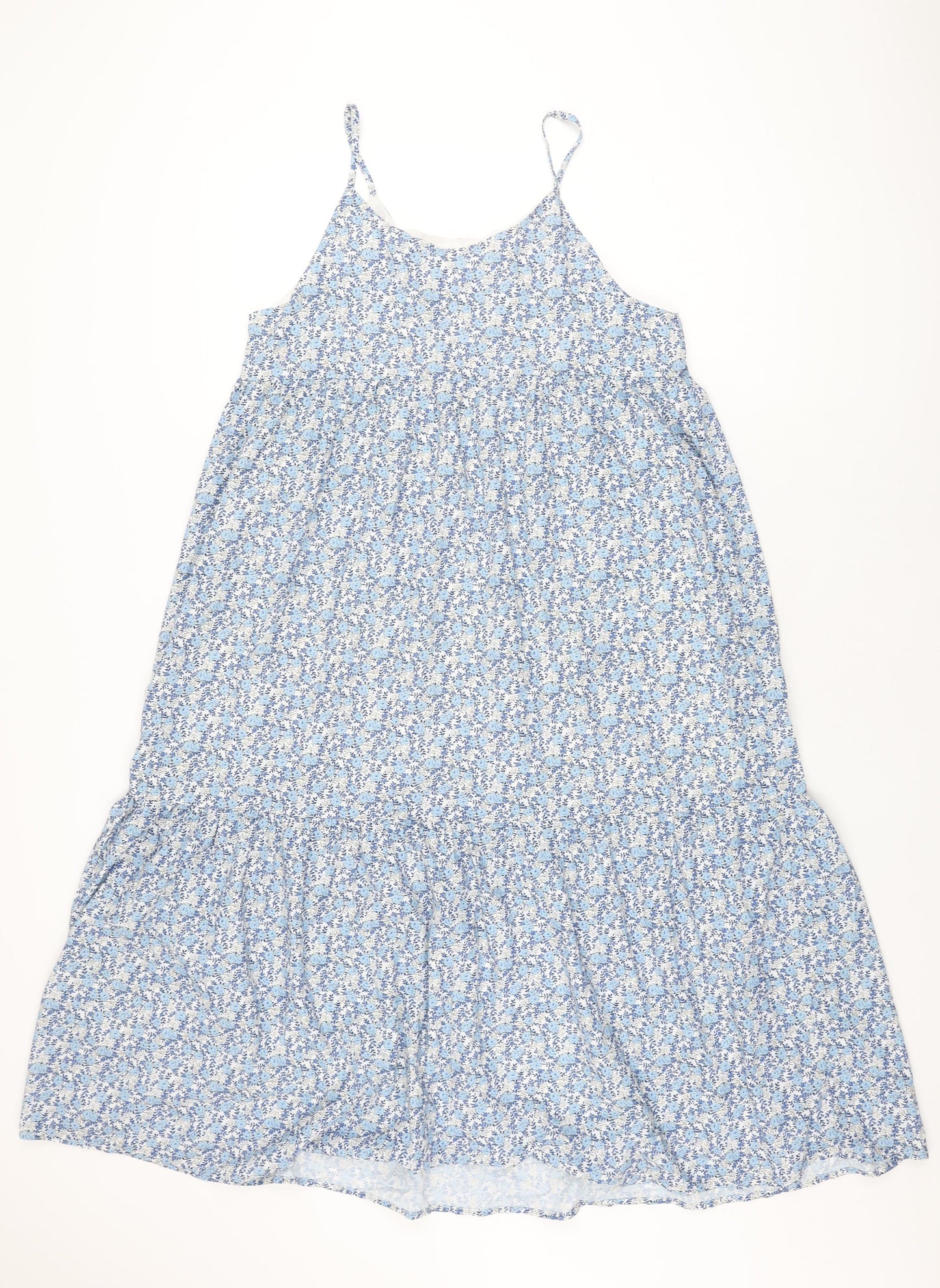 Dazy Womens Blue Floral Polyester A-Line Size M Scoop Neck Pullover