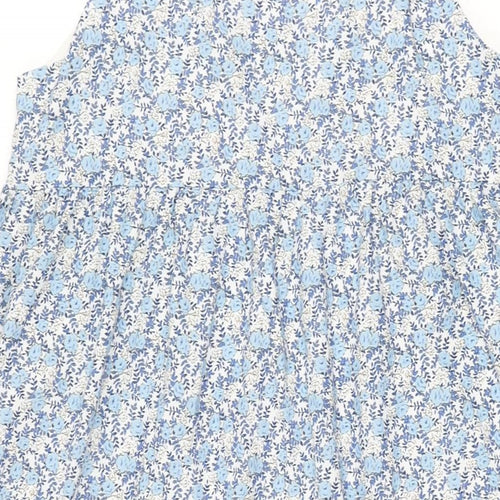 Dazy Womens Blue Floral Polyester A-Line Size M Scoop Neck Pullover