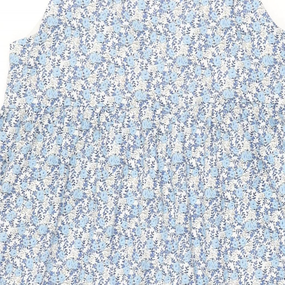 Dazy Womens Blue Floral Polyester A-Line Size M Scoop Neck Pullover