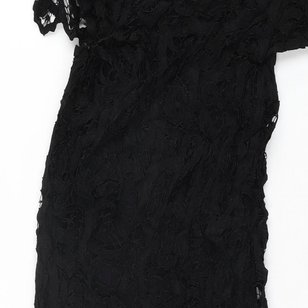 Phase Eight Womens Black Geometric Viscose Mini Size 14 Scoop Neck Zip