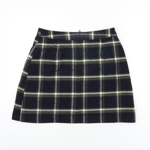 Oasis Womens Blue Plaid Polyester A-Line Skirt Size 12 Zip