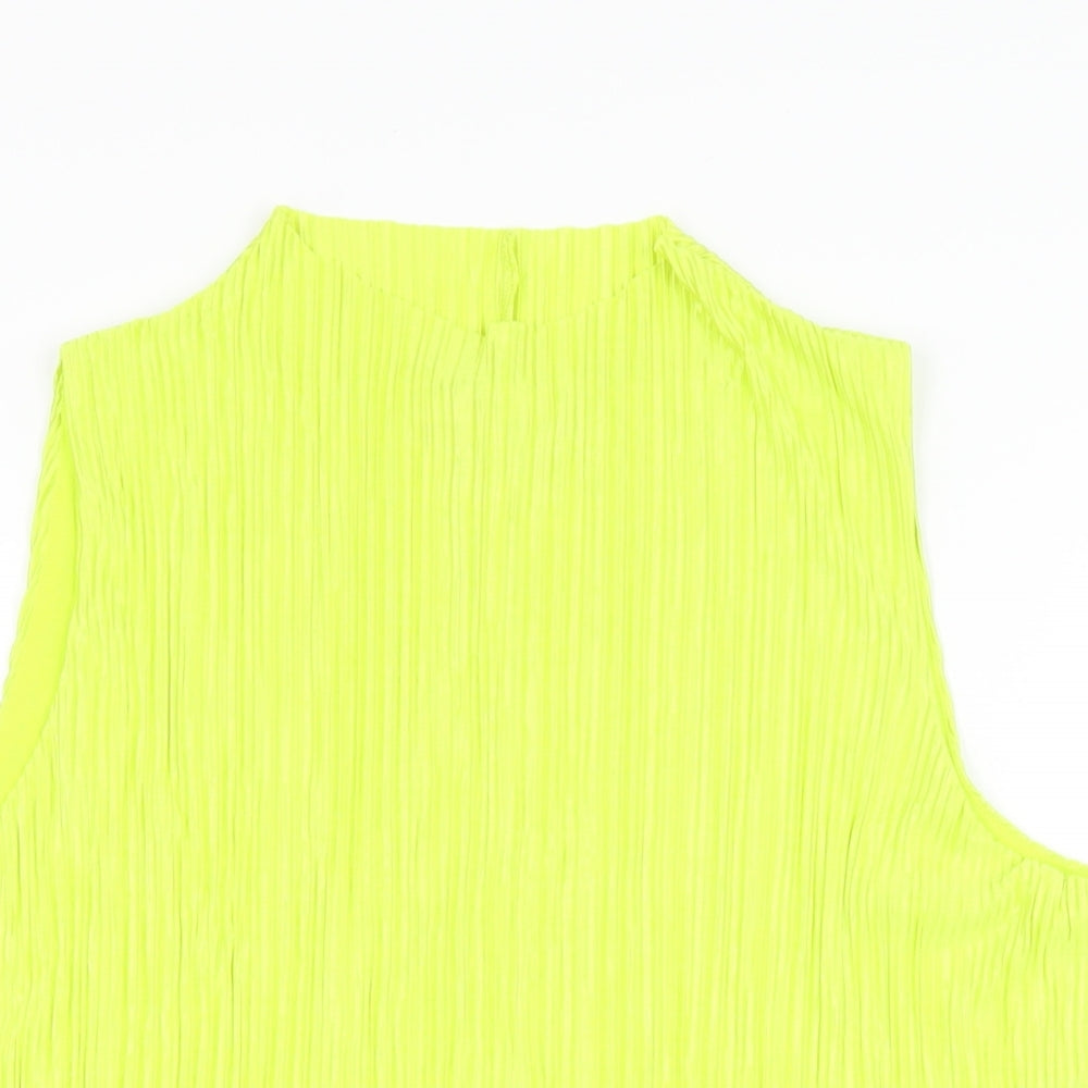 NEXT Womens Yellow Polyester Basic T-Shirt Size 14 Round Neck