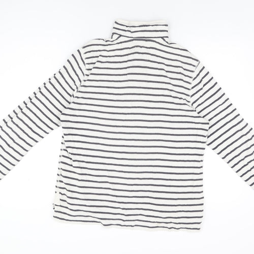 Quba & Co Womens White Striped Cotton Pullover Sweatshirt Size 6 Zip