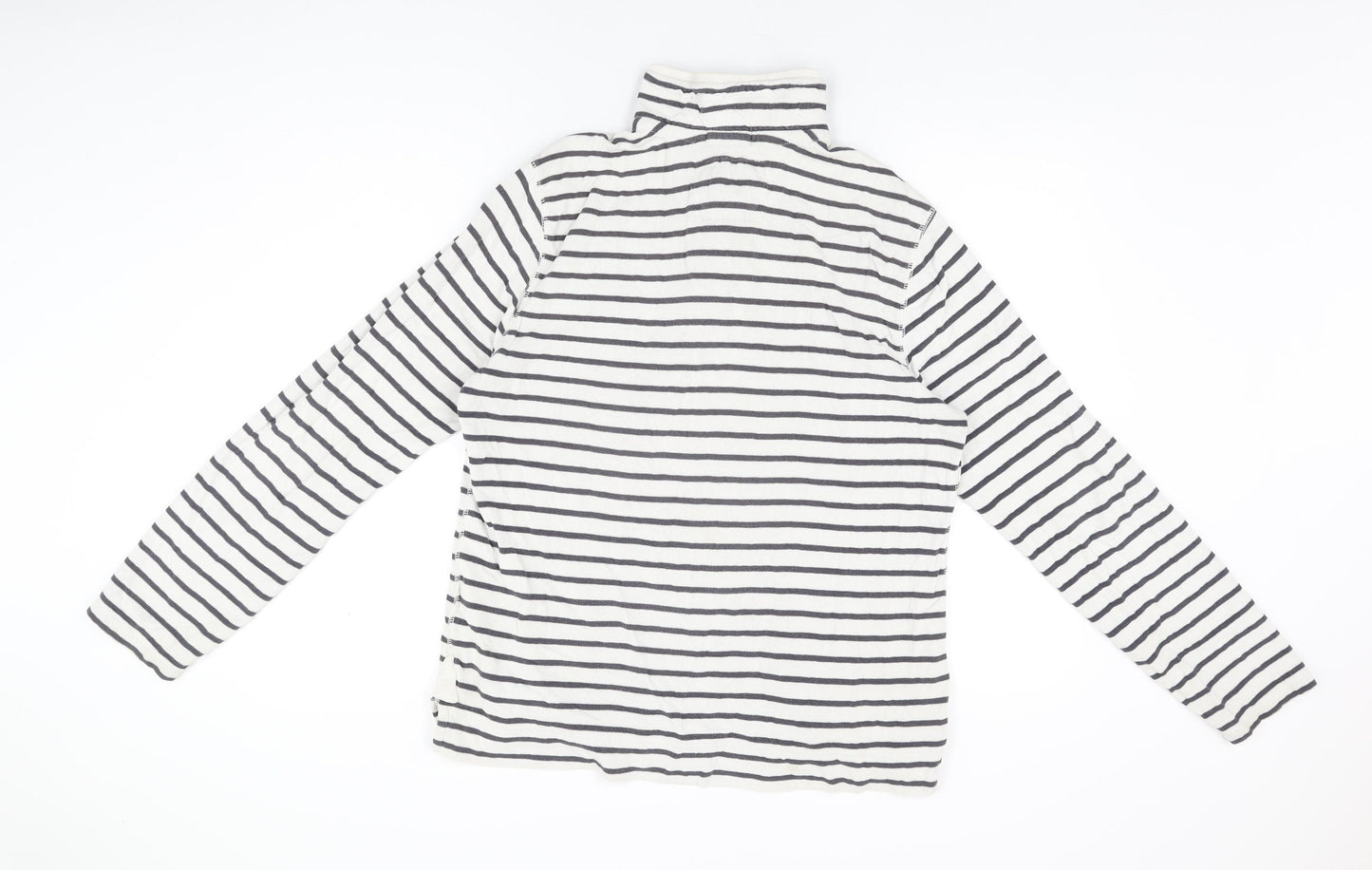 Quba & Co Womens White Striped Cotton Pullover Sweatshirt Size 6 Zip