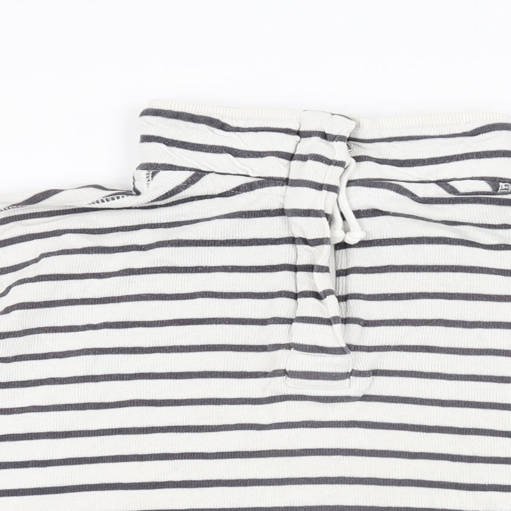 Quba & Co Womens White Striped Cotton Pullover Sweatshirt Size 6 Zip