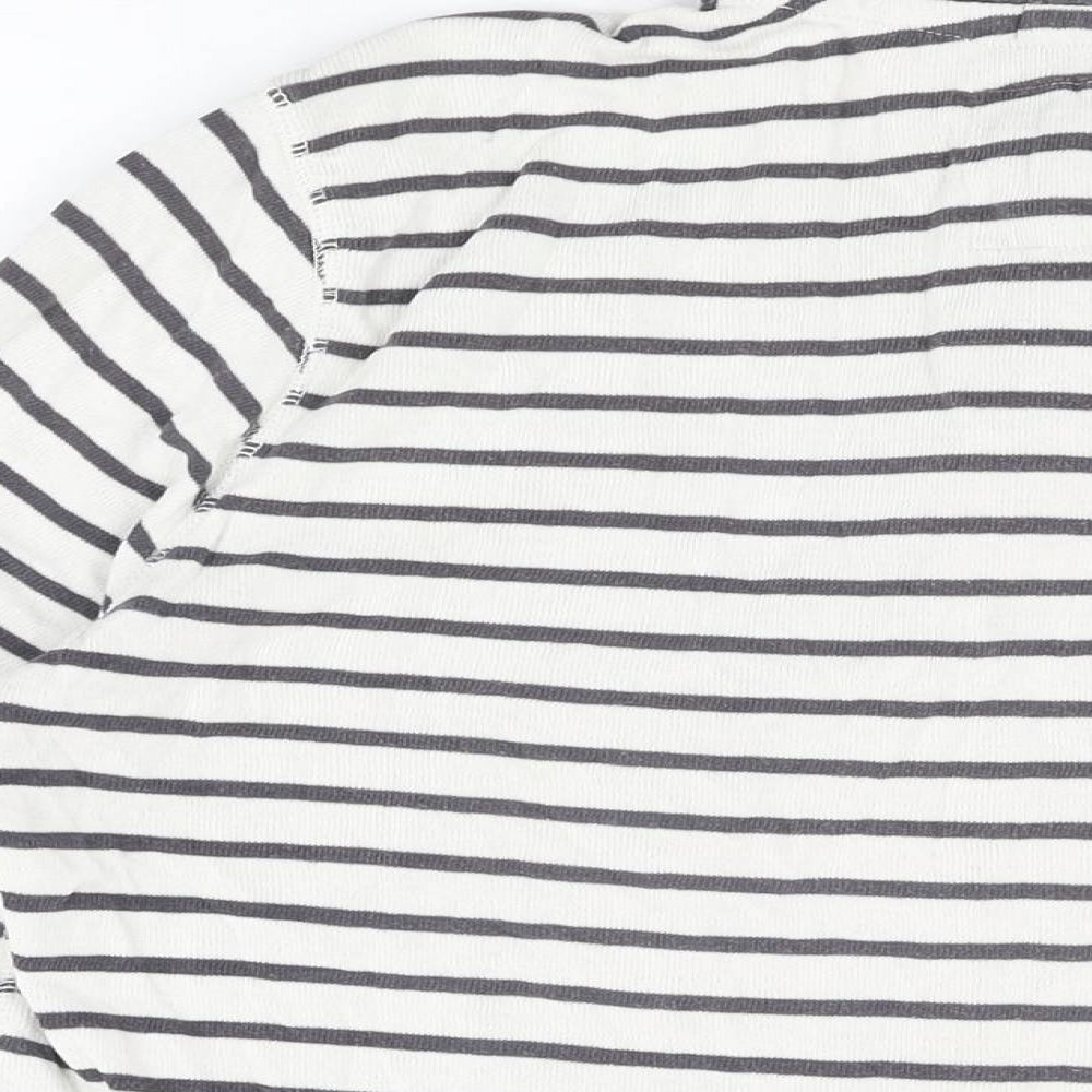 Quba & Co Womens White Striped Cotton Pullover Sweatshirt Size 6 Zip