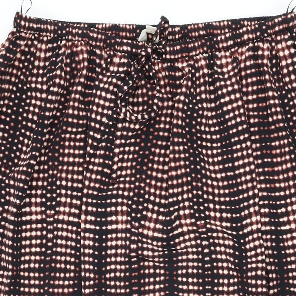 Per Una Womens Black Geometric Polyester Swing Skirt Size 14 Drawstring