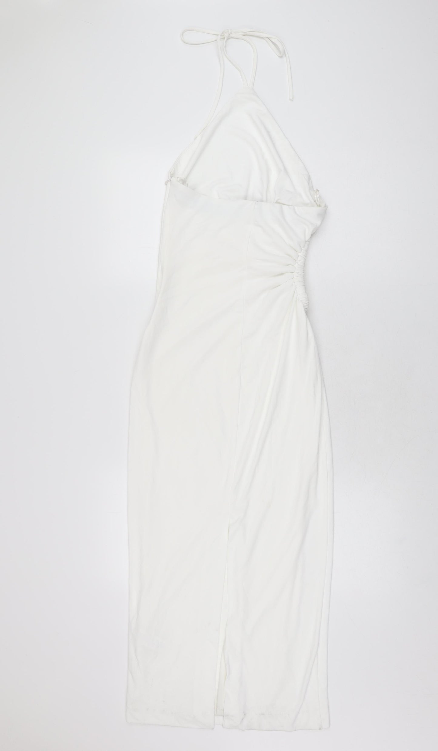 Zara Womens White Polyester Bodycon Size S Halter Zip