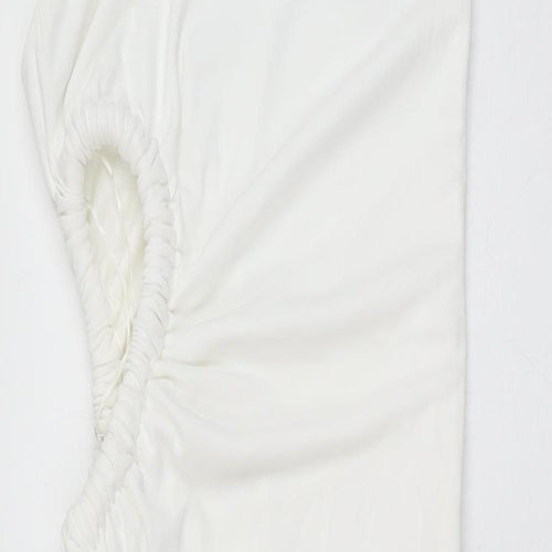 Zara Womens White Polyester Bodycon Size S Halter Zip