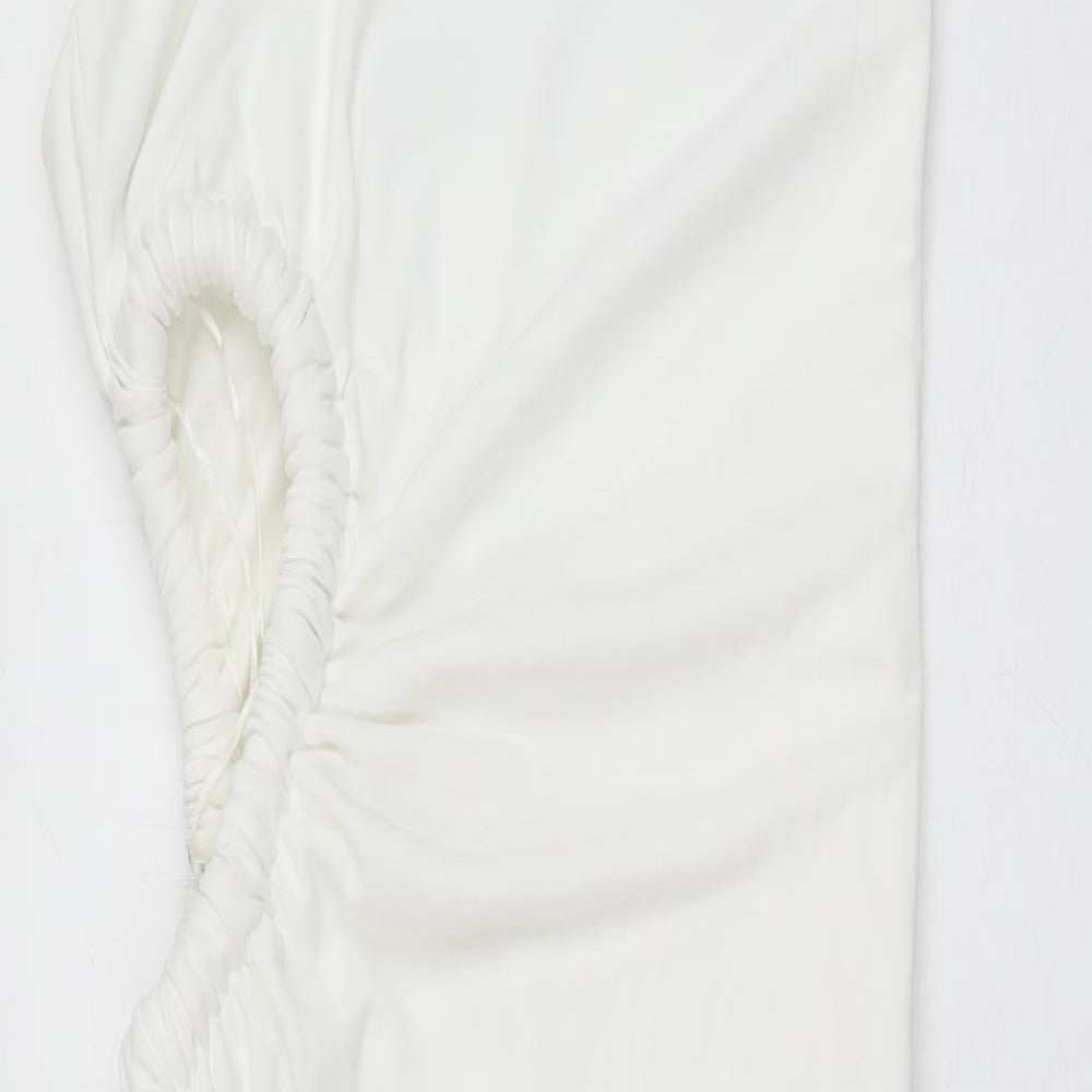 Zara Womens White Polyester Bodycon Size S Halter Zip