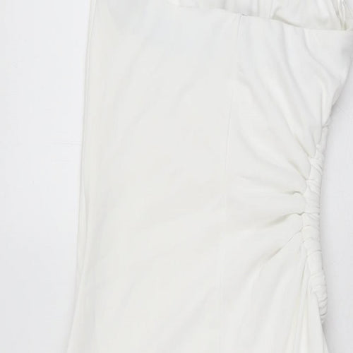 Zara Womens White Polyester Bodycon Size S Halter Zip
