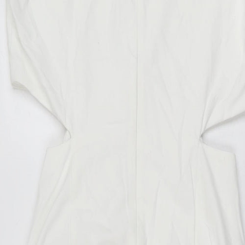 Zara Womens White Polyester Bodycon Size S Round Neck Zip