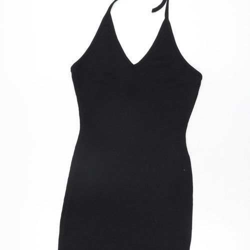 Missguided Womens Black Polyester Bodycon Size 8 Halter Tie